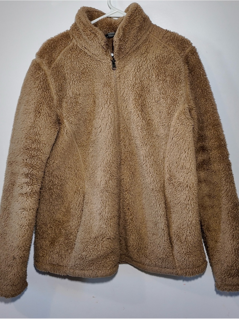Women’s Plush Teddy Zip Jacket - Tan